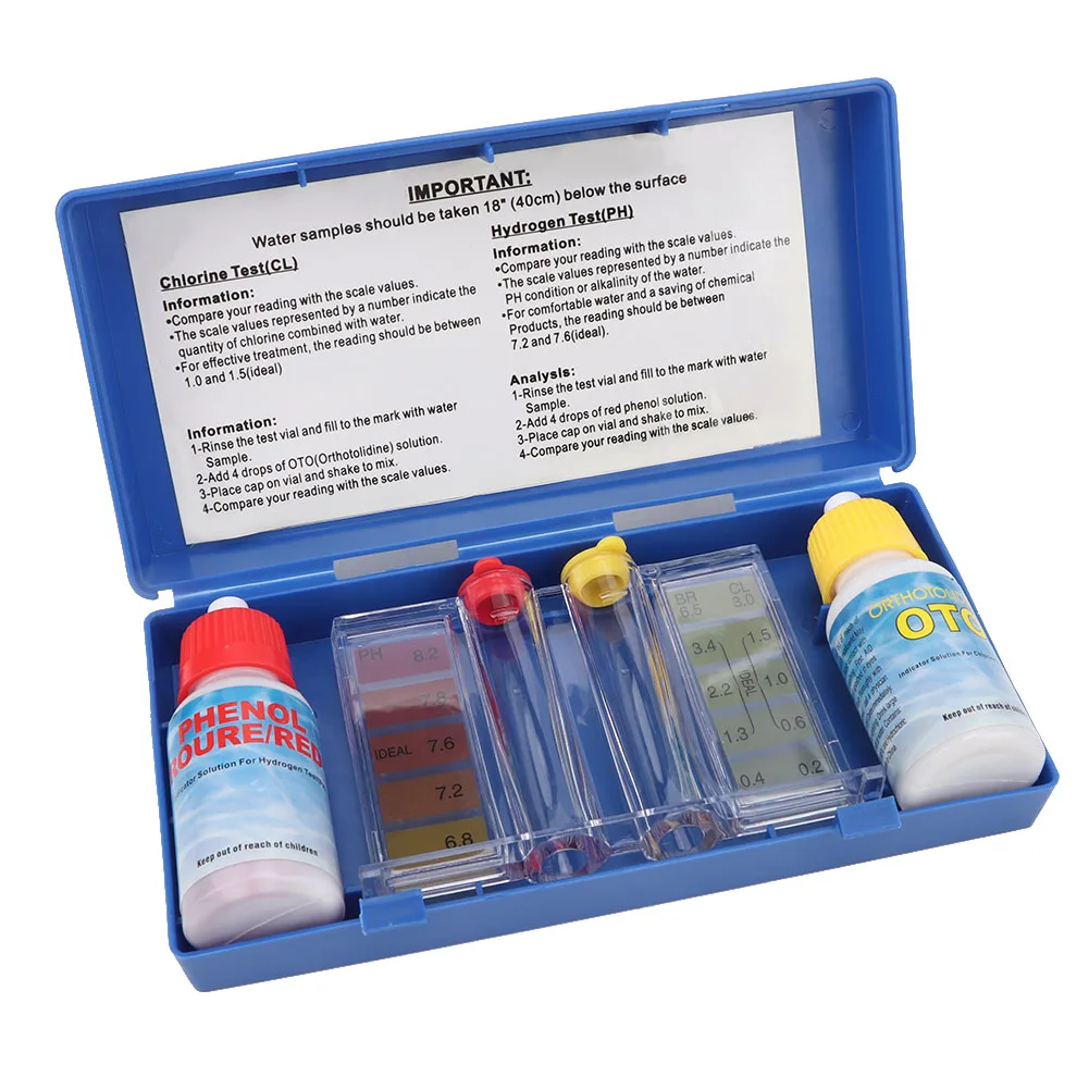 

Portable Reagent PH Chlorine Testing Kit Water Quality Test Box Accessories For Swimming Pool Aquarium Practical Tools