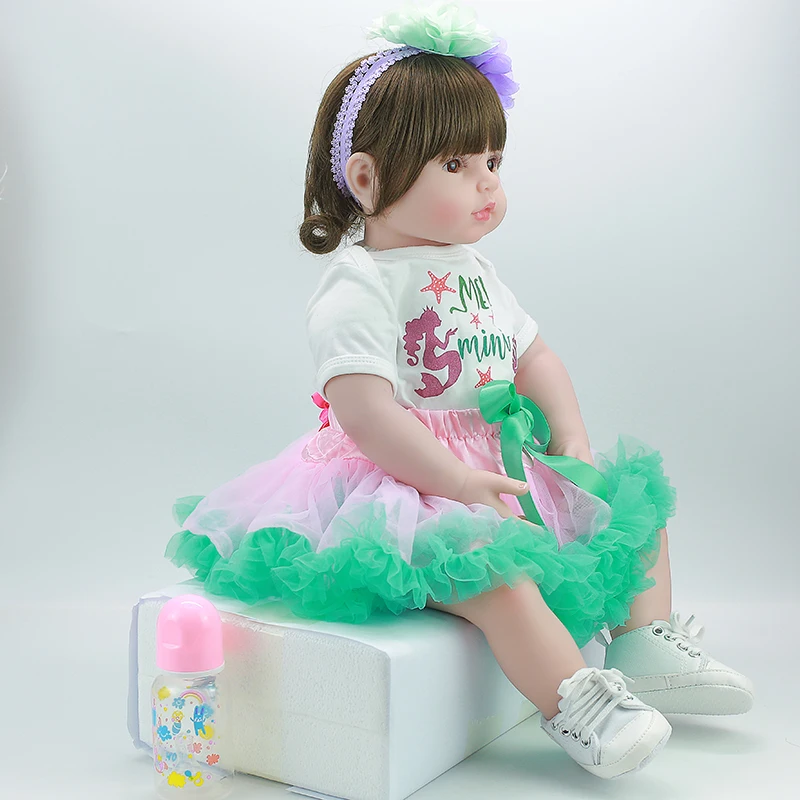 Возрожденный ребенок 55 см Мягкая кукла из силикона Boneca Женская Кукла Brinquedos прекрасная реальность bebe сюрприз возрожденная кукла