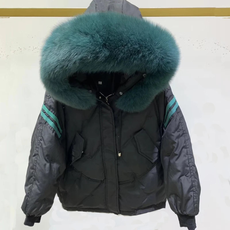 Зимнее пальто женский пуховик одежда с капюшоном из натурального Лисьего меха 2019