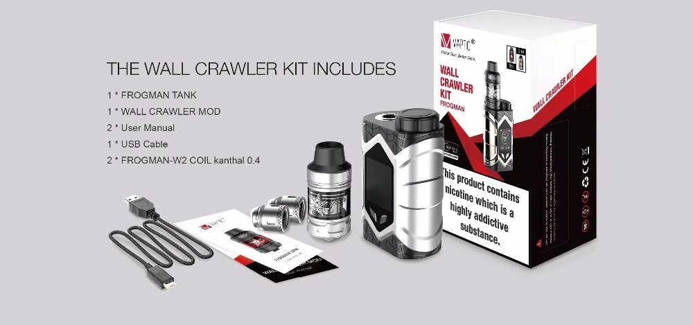 Vaporizer US vape kit VAPTIO супер летучая мышь комплект 220 Вт батареи 18650(исключая) катушки головки 5,0 ом испаритель 2,0/мл электронная сигарета