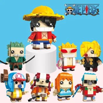 

One Piece Brickheadz Figures Anime Serie Model Luffy Hancock Zoro Nami Usopp Cartoon Building Blocks For Kid DIY Brick Toys