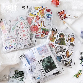 

Mohamm 200 Sheets Cartoon Mini Plant Journal Diary Flat Scrapbook Paper Sticker Stationery Accessories