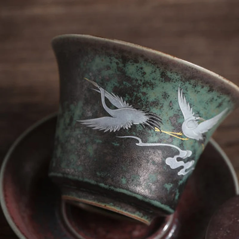 Anti-scald Large Ceramic Tea Bowl with Lid, Anti-scald Bowl, Sancai Gaiwan, Hand Painted, Cover Bow, Chinese Kungfu Tea Cup