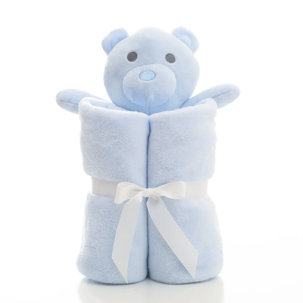 Детское мультяшное плюшевое одеяло-полотенце, детское фланелевое одеяло s, офисное одеяло для короткого сна, коляска, чехол для сна, тонкое одеяло для новорожденных - Цвет: Blue