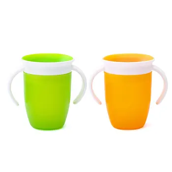 

2pcs 360 Degrees Can Be Rotated Magic Cup Baby Learning Drinking Cup With Double Handle Leakproof Infants Water Cups Bottle