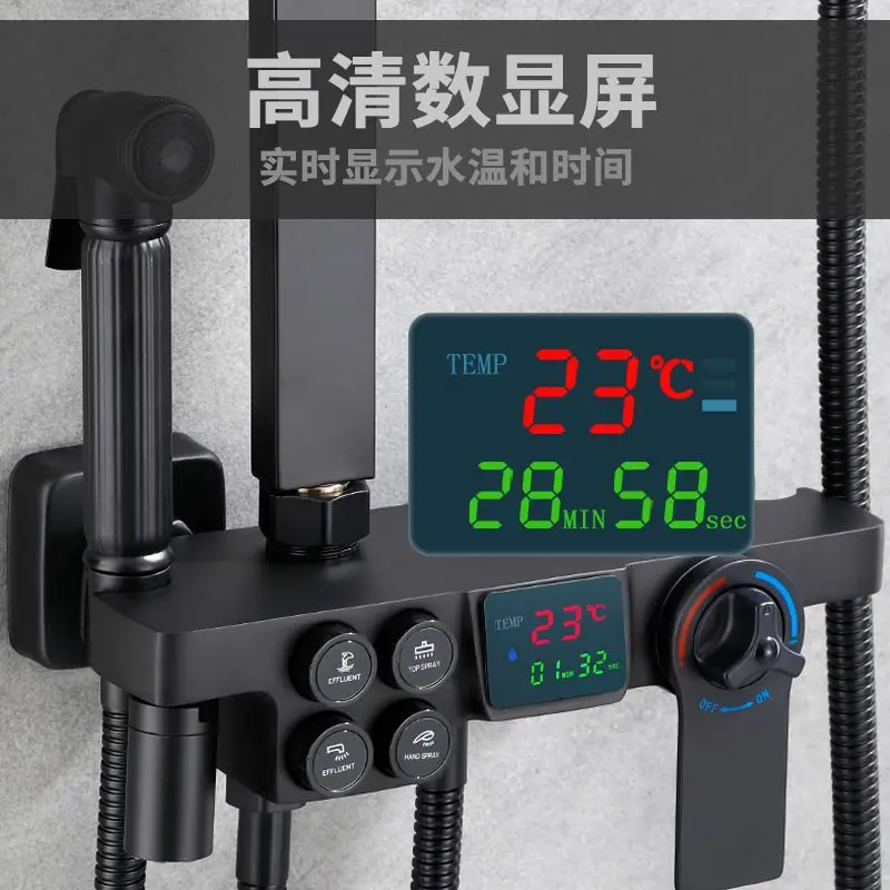 Digital Display Thermostatic Shower Faucet Set Rainfall Shower Mixer Tap Bathtub Mixer Tap Mixe Sprayer System