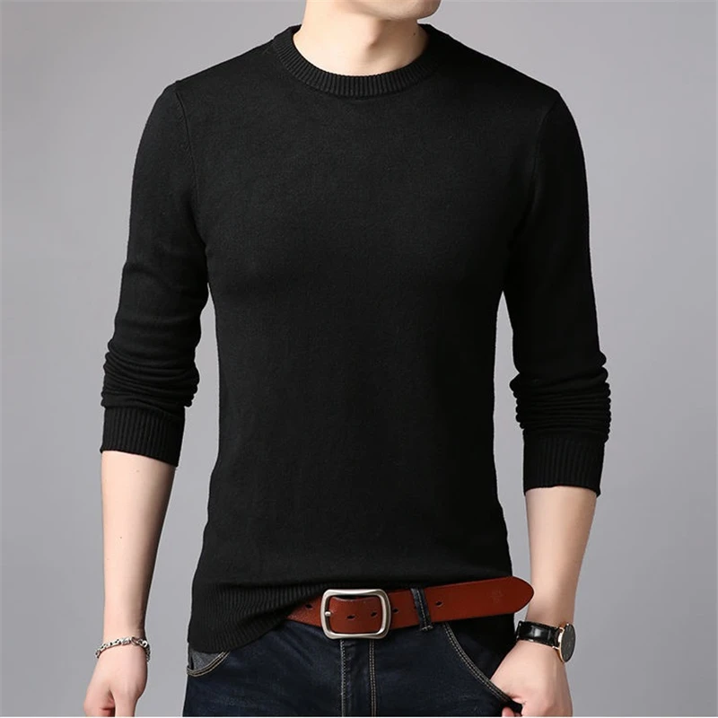 Spring And Autumn Men's Pullovers Solid Color Thin Sweater Men Simple Style O-neck Thin Male Clothing Underwear 3