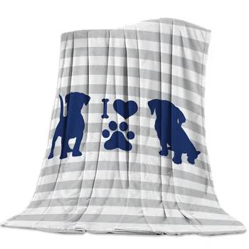 

Cartoon Dog With Striped Background Coral Fleece Fuzzy Blankets on Bed Throws Bedsheet for Kids Girls