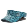 Men Women's PU Leather Snakeskin Visor Cap Sun Protection Beach Traveling Club Visor Hat Red Blue Brown 5