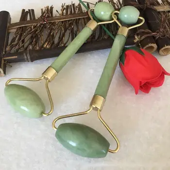 

Double Green Jade Roller Facial Roller Face Massager Slimming Face Neck Lift Masajeador Facial Massage Stone Health Care Tools