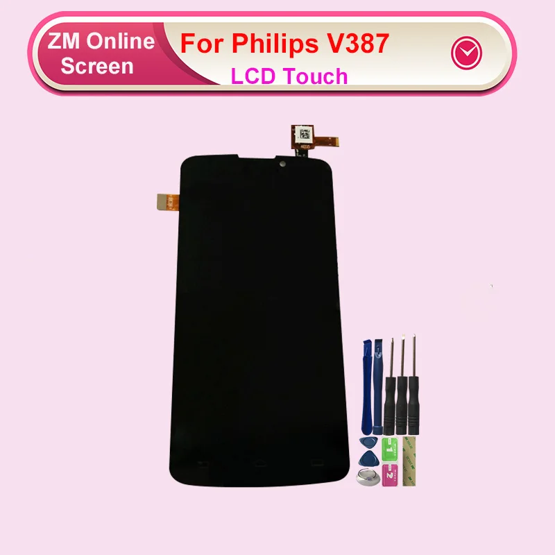 

Original For Philips Xenium V387 LCD Display With Touch Screen Digitizer Assembly Black With tools