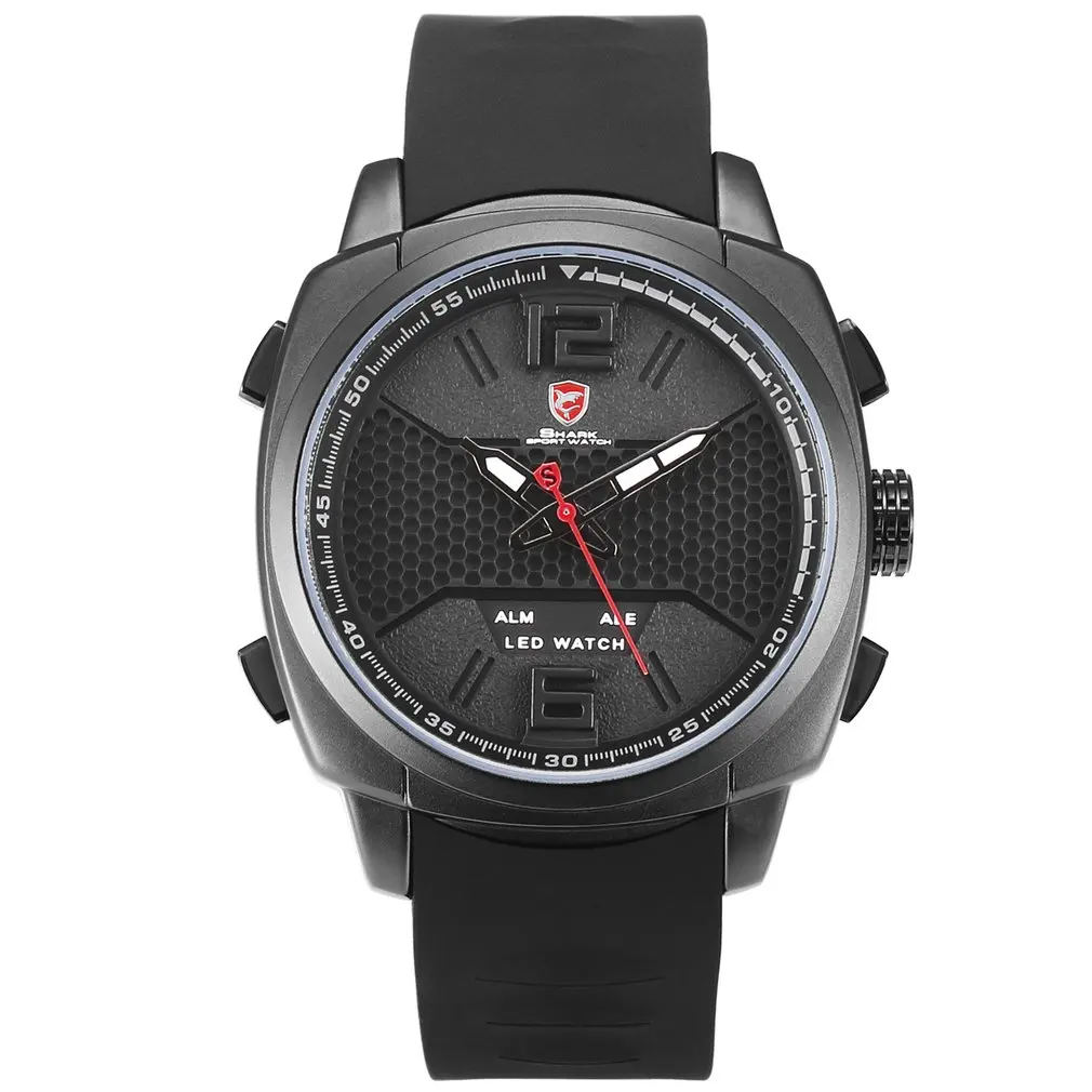 

Cool New Whitetip Reef Shark Sport Watch LED Dual Time Zone Date Alarm Top Brand Silicone Quartz-Watch Relogio Masculino / SH486
