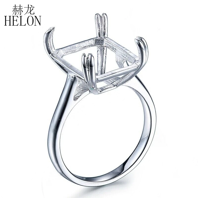 HELON 14x11 мм Подушка, твердая 14 к, белое золото, установка, пасьянс, модные свадебные ювелирные изделия, полукрепление, кольцо для женщин