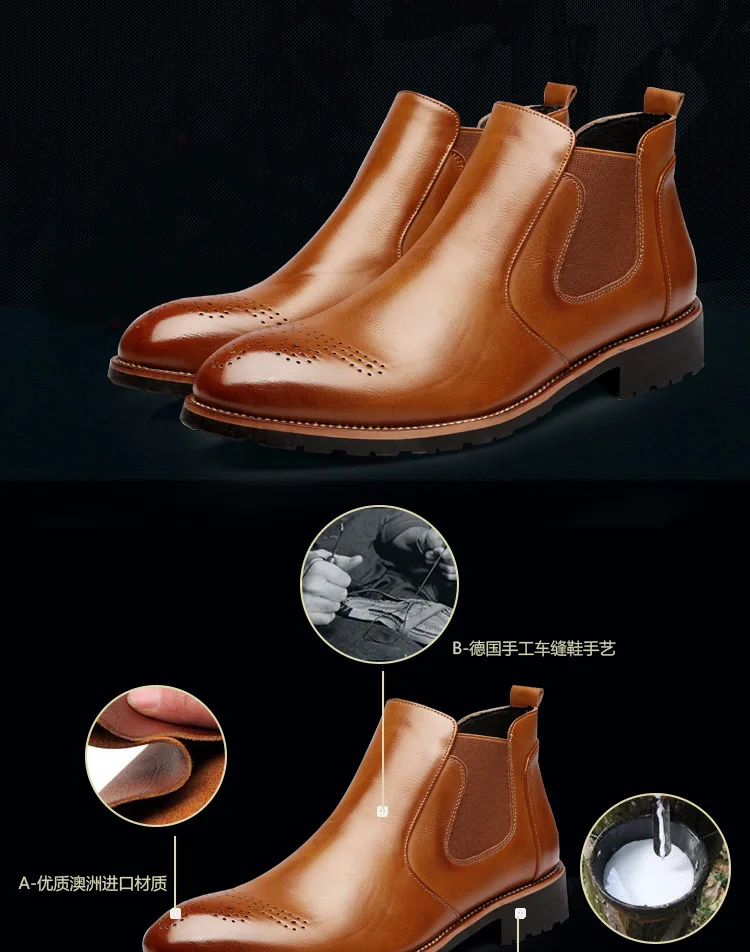 Новинка года; мужские ботинки; кожаные ботинки; теплые ботинки; zapatos de hombre
