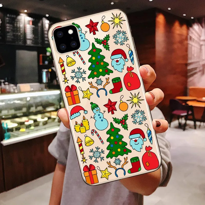 Милая Рождественская силиконовая крышка для iPhone 11 Pro Max, мягкий чехол с рисунком Санта Клауса для iPhone 6 6s 7 8 Plus Xs XR XS MAX X