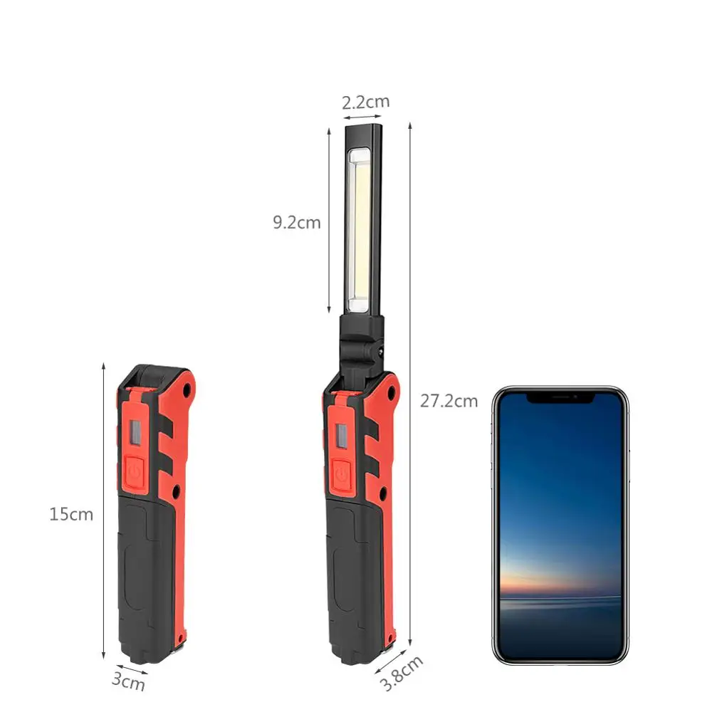 US $10.83 LED COB Work Light Torch Portable Lamp BuiltIn Battery Magnetic USB Recharge 1COB Light Strip Flashlight For Camping Hunting