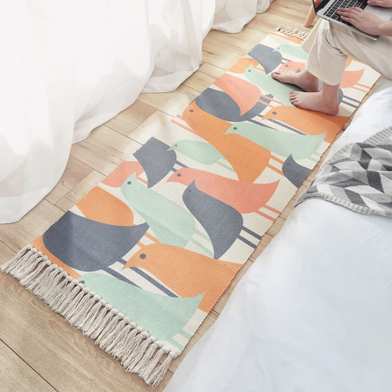 Cotton Kilim Tassel Soft Carpets For Living Room Bedroom Kid Room Home Carpet Floor Door Mat Simple Nordic Style Decorate Rugs