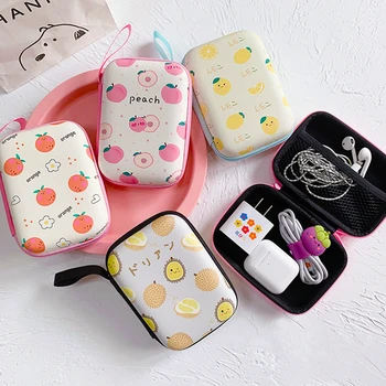 

Cute Zipper Headphone Case Portable Earbuds box Cartoon Earphone Cover Storage Bag Protective USB Cable Organizer Accessories