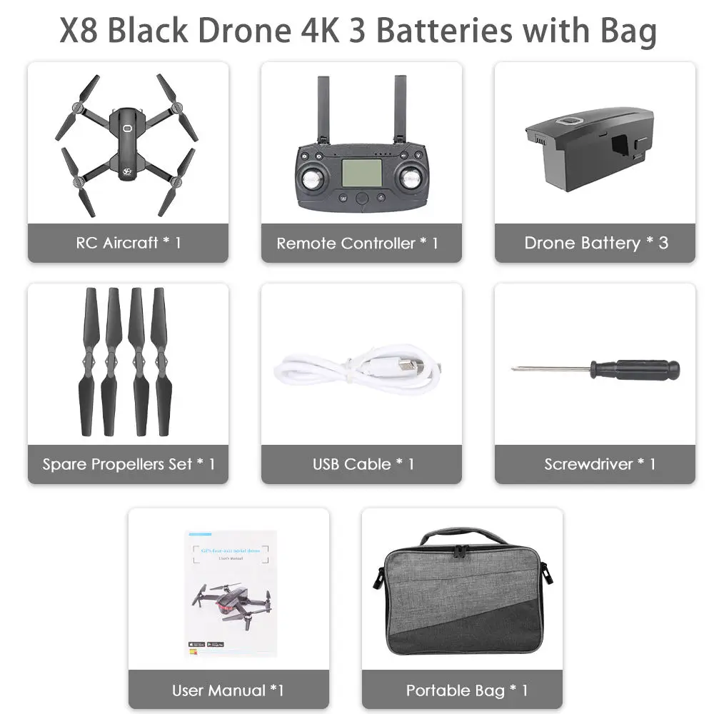 CSJ-X8 бесколлекторный Дрон с камерой 4K Дрон GPS MV интерфейс способ-точка Летающий жесты Фото Видео RC Квадрокоптер Портативная сумка - Цвет: 3 Batteries