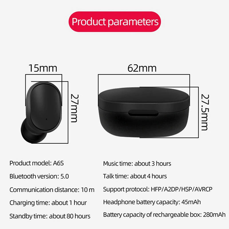 A6S настоящие беспроводные TWS наушники Bluetooth 5,0 наушники-вкладыши похожие еще 1 наушники Поддержка apt-X ACC с микрофоном