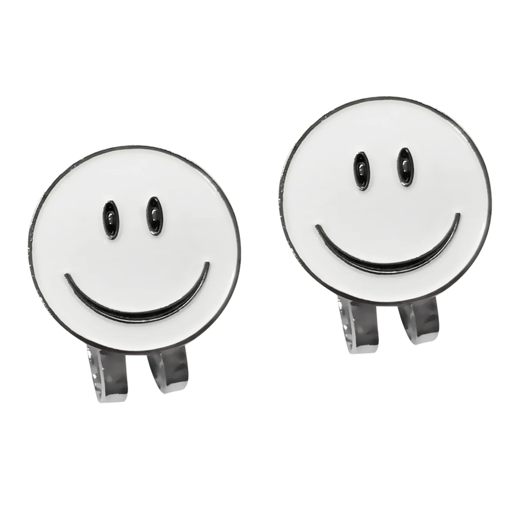 Set of 2 Funny Smile Face Golf Marker and Magnetic Hat Clip Golf Accessories Golf Training Aids
