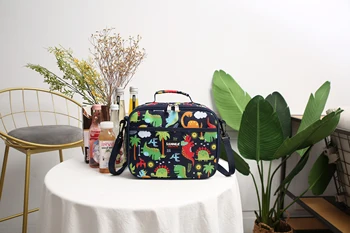 

Portable Thermal Insulated Bag, Travel Cartoon Dinosaur Print Lunch Tote for Children Adults, Oxford Cloth, Capacity 5L