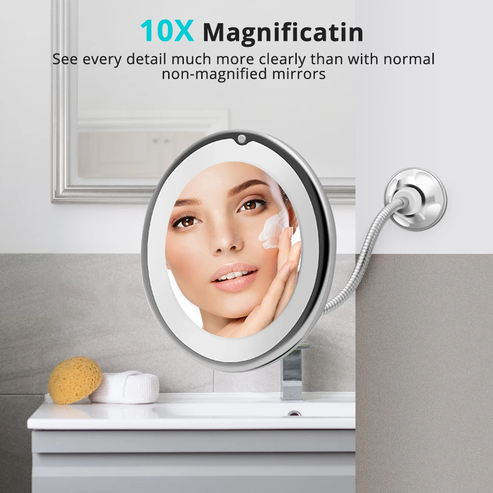 Увеличительное зеркало для макияжа с 10 кратным увеличением косметическое