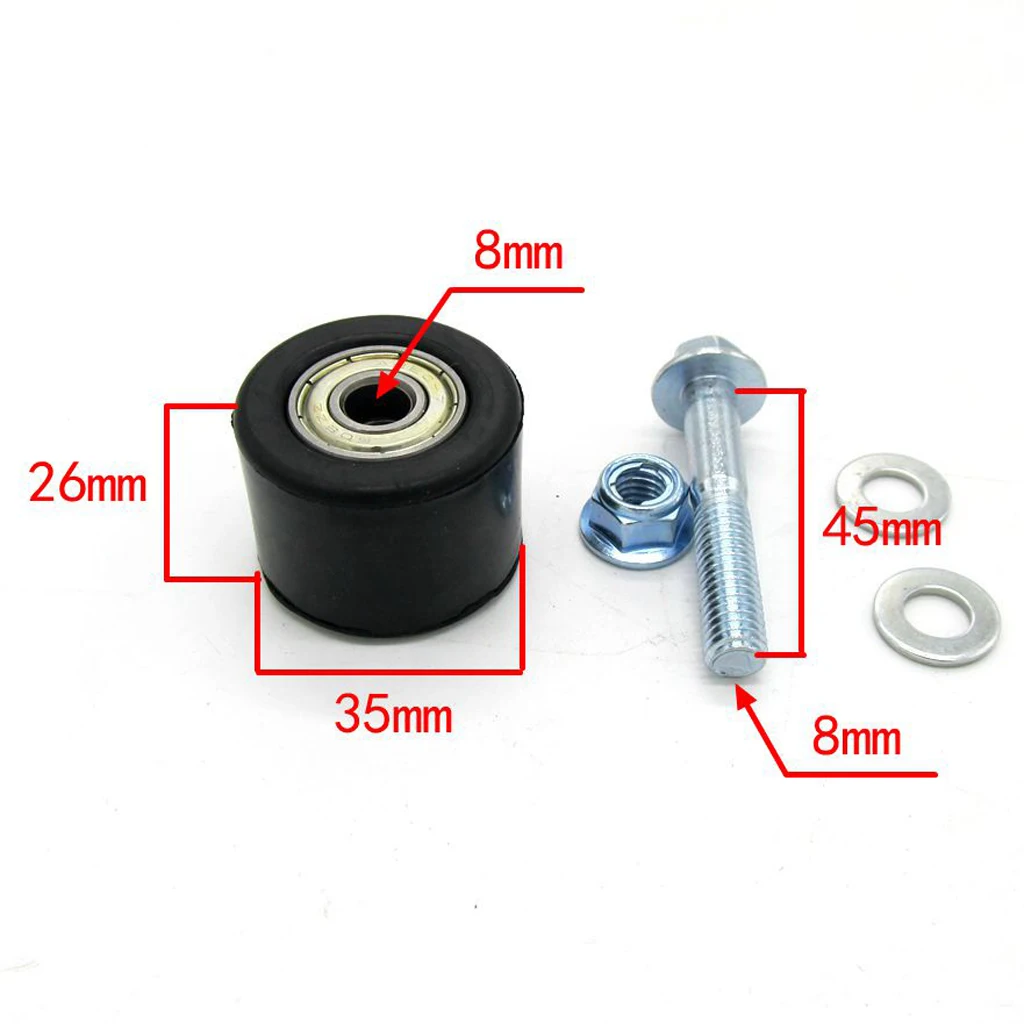2 Set 8mm Black Pulley Tensioner Chain Roller Guide for Yamaha YFZ 350 Banshee Dirt Motor Bike Motocross ATV Quad