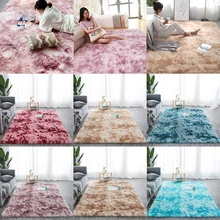 Plush Carpet For Living Room Fluffy Rug Thick Bed Room Carpets Anti-slip Floor Gray Soft Rugs Tie Dyeing Velvet Kids Room Mat