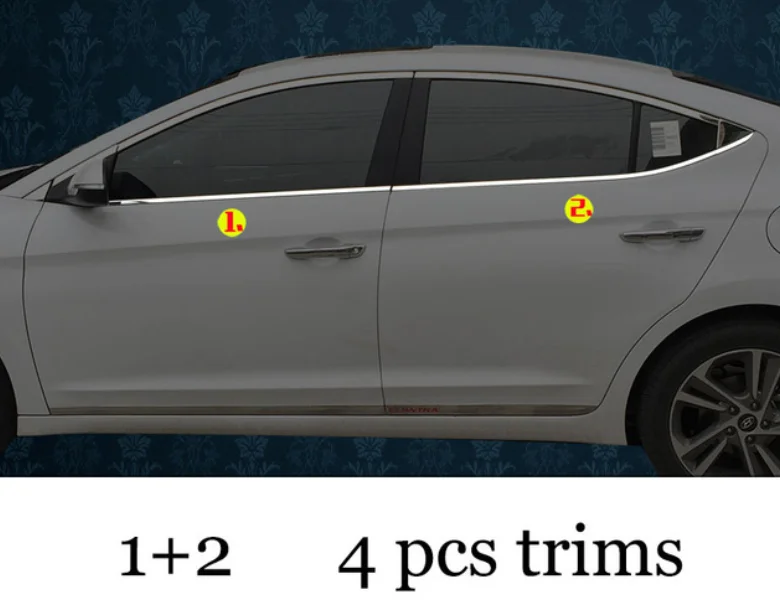 4 pcs trims stainless steel car window trims for hyundai elantra hyundai Avante super elantra - Цвет: 4 pcs trims