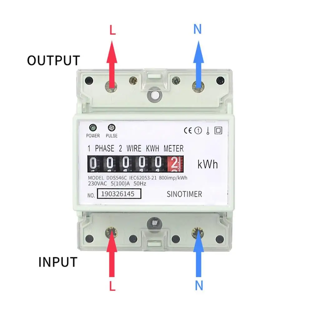 SINOTIMER DDS546C 230VAC однофазный счетчик энергии 4 P, аналоговый Электрический ваттметр, бытовой Электрический измеритель на din рейку