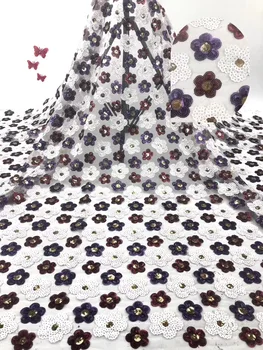 

Rose Color Nigerian Lace Fabric Embroidered African Sequins Lace Fabric High Quality French Tulle Lace For Wedding Dress\