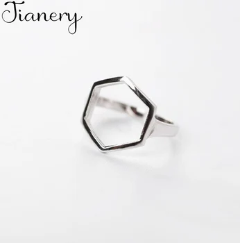 

JIANERY New Brand Fashion 925 Sterling Silver Hexagon Rings For Women Engagement Ring Bijoux Jewelry