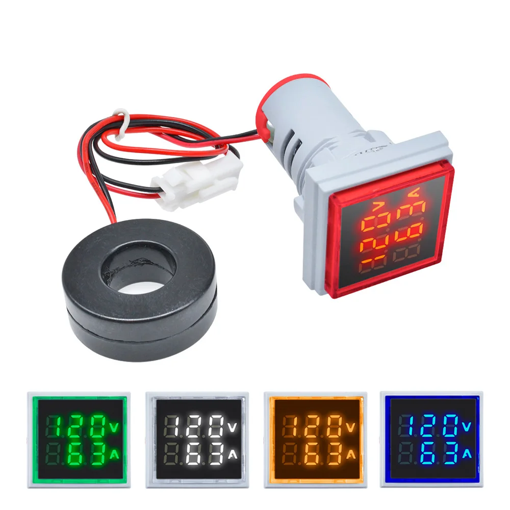 AC 60-500V/ 0-100A Digital Voltmeter Ammeter LED Amp Volt Meter Shunt Tool Kit 