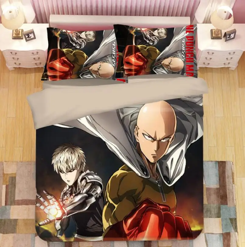 Набор постельного белья ONE PUNCH MAN с мультяшным аниме пододеяльники 3D постельные