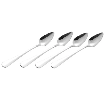 

4 Pcs Stainless Steel Grapefruit Spoon Edge Serrated Scraper Sawtooth Long Handle B