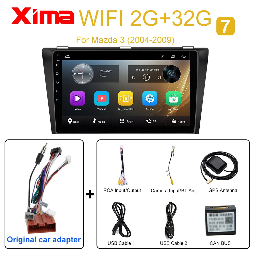 " RAM2G+ 32G Android 9,0 Автомагнитола gps навигация для Mazda 3 2004-2013 maxx axel Wifi авто стерео автомобильный dvd мультимедийный плеер - Цвет: 2G-2004 to2009-1
