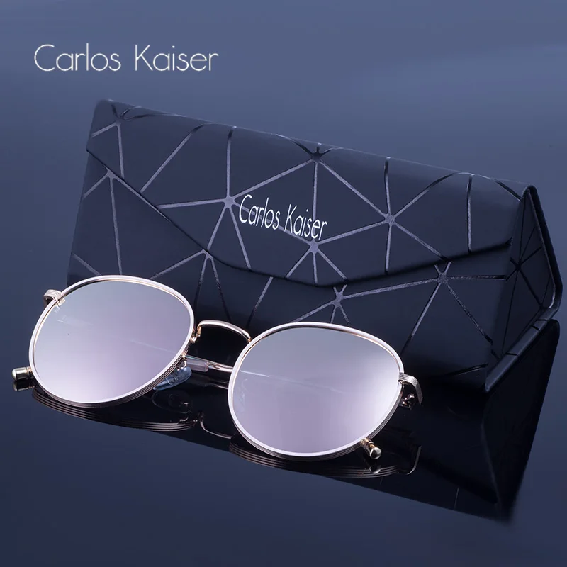 Carlos Kaiser круглые Винтажные Солнцезащитные очки для женщин и мужчин модные зеркальные оттенки ретро очки Oculos De Sol UV400