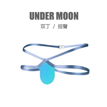 

New sexy double thongs for men stretch mesh buttock double d underwear breathable men's low-waisted underwear