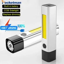 

Powerful mini LED+COB Flashlight USB Rechargeable waterproof torch with Build-in Battery Portable Outdoor Camping Hiking