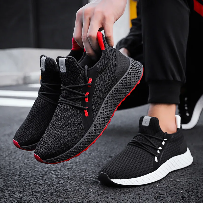 

2019 Summer New Style Athletic Shoes Trend MEN'S Casual Shoes Fly Woven Light Punched Sheet Surface Running Shoes