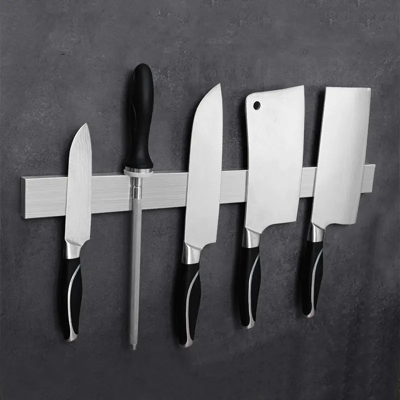 Для ножей органайзер для кухонных принадлежностей настенный стеллаж для хранения крюк Серебро 304 нержавеющая сталь 1 шт. магнитный держатель для ножей