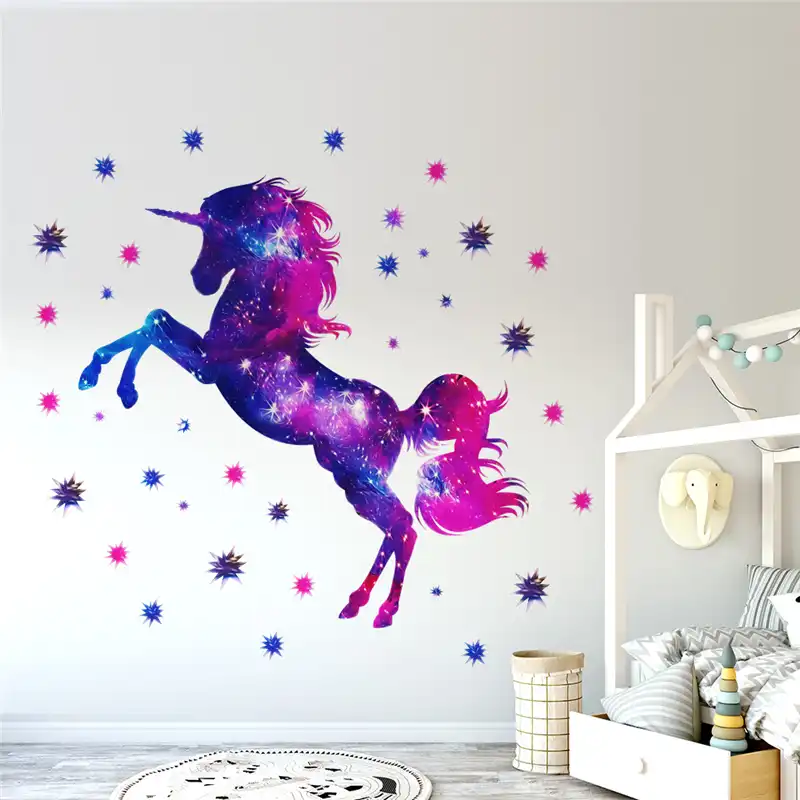 Cartoon Stars Outer Space Pattern Wall Sticker Unicorn Wall Stickers For Kids Children S Room Decoration Home Bedroom Wall Decor Wall Stickers Aliexpress - space stickers roblox