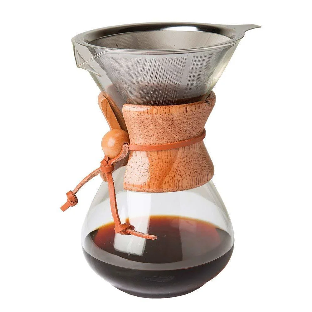 Термостойкий стеклянный кофейник с фильтром из нержавеющей стали стеклянный кофейник 400 мл залейте над кофемашиной кофейник