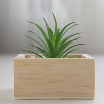 

Flower Pot Rectangular Small Home Office Cactus Wooden Box Desktop Storage Yard Succulent Planter Table Garden Decor Container