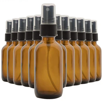 

12PCS 30Ml Portable Amber Glass Essential Oil Spray Bottles Transparent Brown Travel Refillable Bottle Mist Sprayer