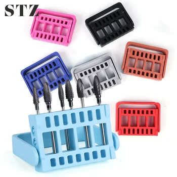 

STZ 16 hole Nail Drill Bit Display Storage Box Acrylic Stand Shelf Adjustable Holder Milling Cutter Case Container Manicure #904