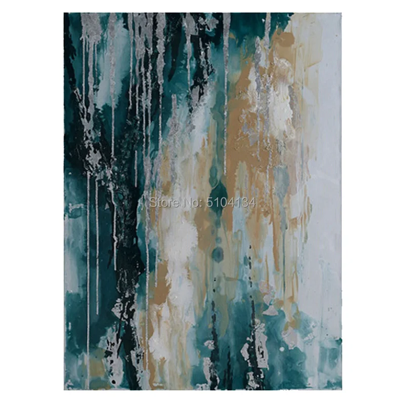High Quality Handmade Abstract Sliver and Green Oil Paintings on Canvas for Living Room Wall Art Canvas Painting Home Decoration High Quality Handmade Abstract Sliver and Green Oil Paintings on Canvas for Living Room Wall Art Canvas Painting Home Decoration