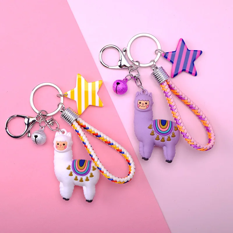 

Fashion PVC Alpaca Keychain Doll Creative Cartoon Little Sheep Bag Pendant Jewelry Small Gift Women Car Key Pendant Bag Pendant