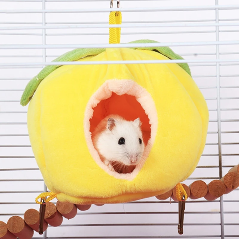 L FILWO Small Animal Hamster Bed Hammock Rat Hedgehog Squirrel Hide and Play House Nest Pad with Pad Sleeping Bed Cage